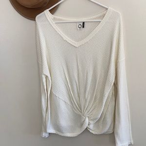 Anthropologie Akemi + Kin Knotted Waffle Top sZ L